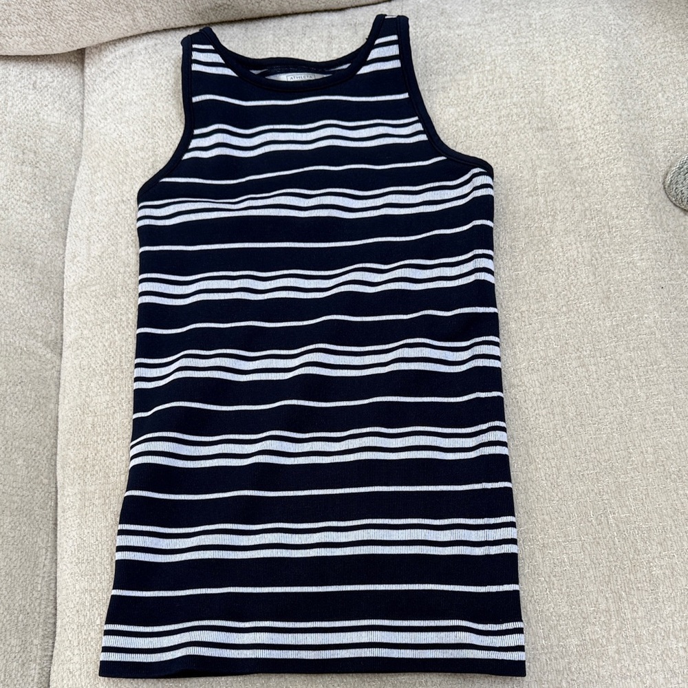 Athleta Navy and White Striped Tank Top